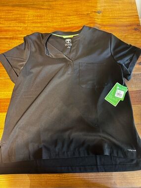 healing hands Black Notch-Neck Scrub Top
